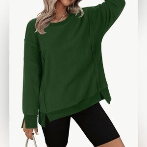 Zeagoo Sweatshirt Crewneck Pullover Top Long Sleeves Fleece Side Slit New NWT